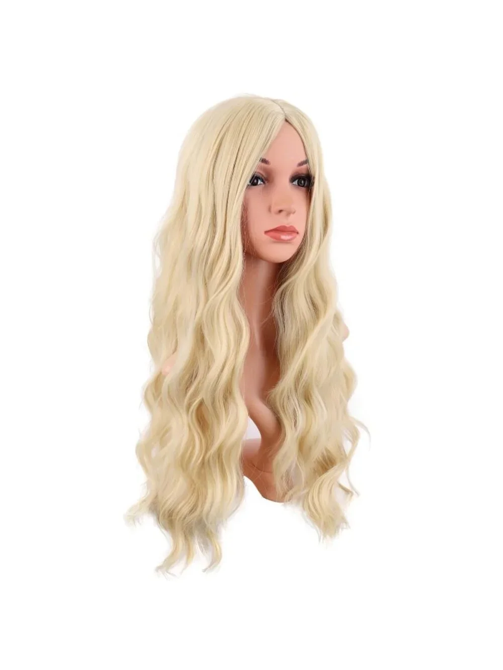 Women's Mixed Blonde 28 Inch Synthetic Fiber Long Middle Part Curly Cosplay Wigs